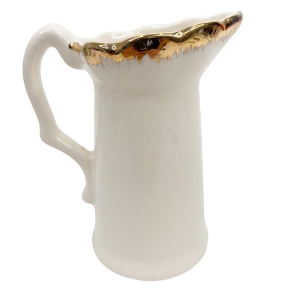 Vintage Florida Souvenir Creamer Mocking Bird Orange Blossom Flowers White Gold - Picture 7 of 12